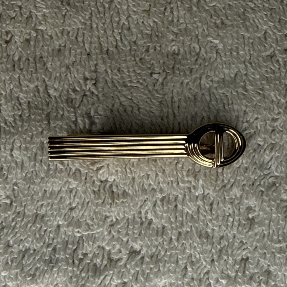 Christian Dior Gold Tone Tie Clip Vintage 2" Bar Germany
